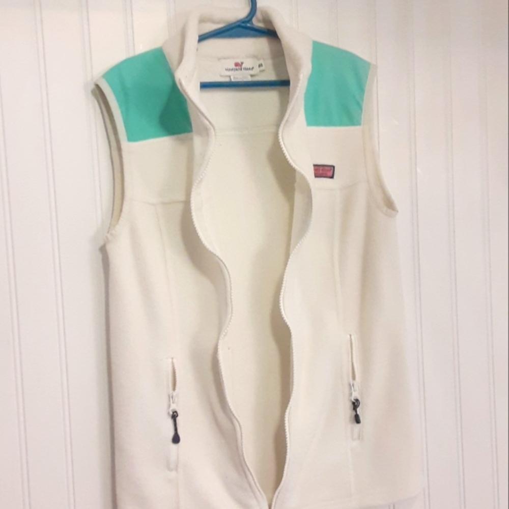 Vineyard Vines XXS fleece vest white and aqua